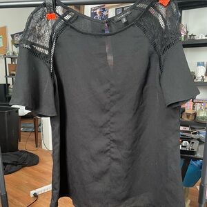 Dynamite Black Lace Yoke Short Sleeve Blouse